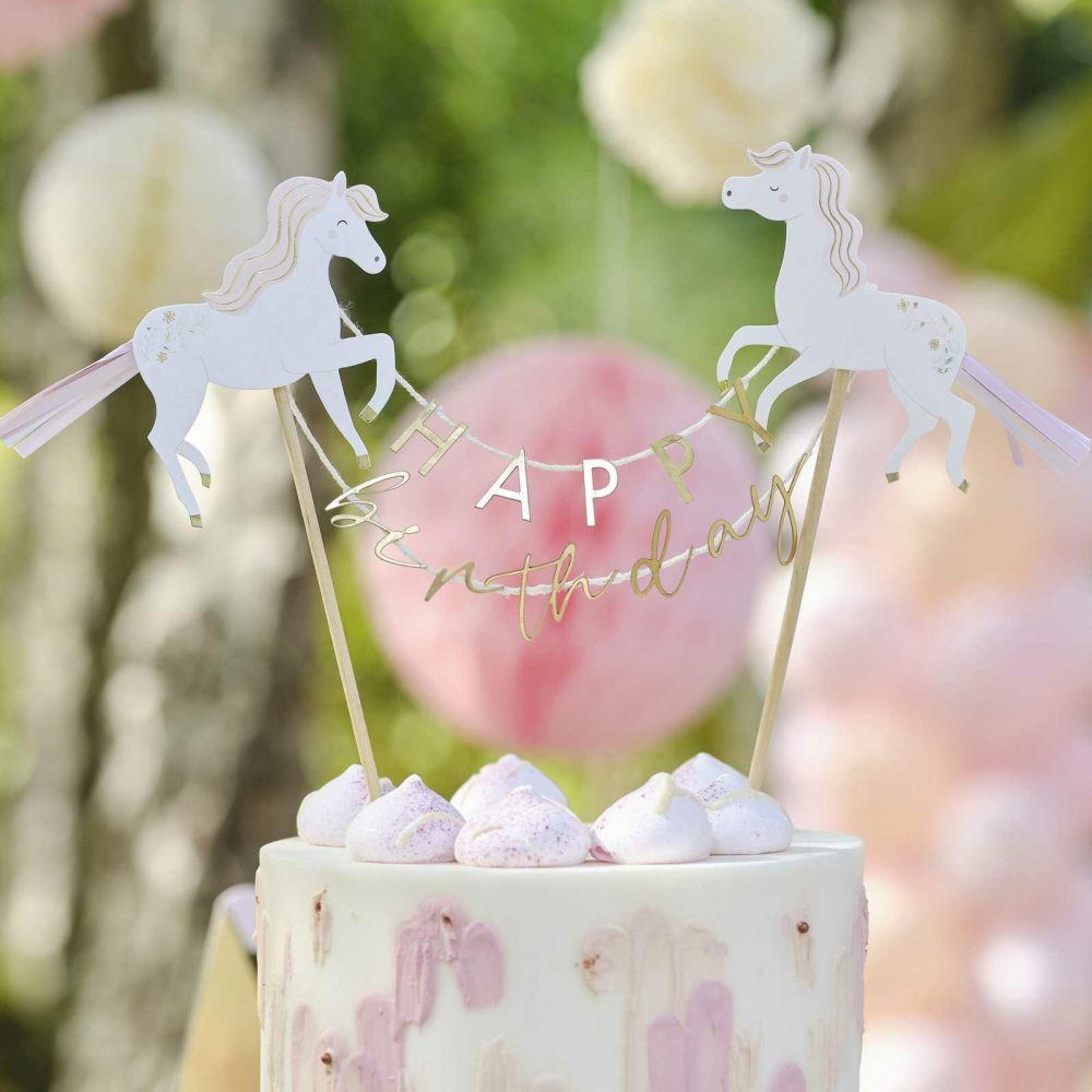 Cake Decorations |   Princess Horse Happy Birthday Cake Topper Birthday Decorations Cake Decorations