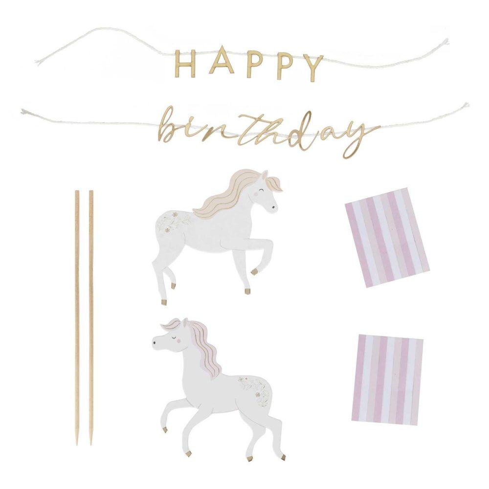 Cake Decorations |   Princess Horse Happy Birthday Cake Topper Birthday Decorations Cake Decorations