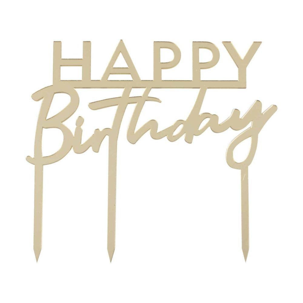 Cake Toppers |   Gold Acrylic Happy Birthday Cake Topper Cake Toppers Cake Toppers