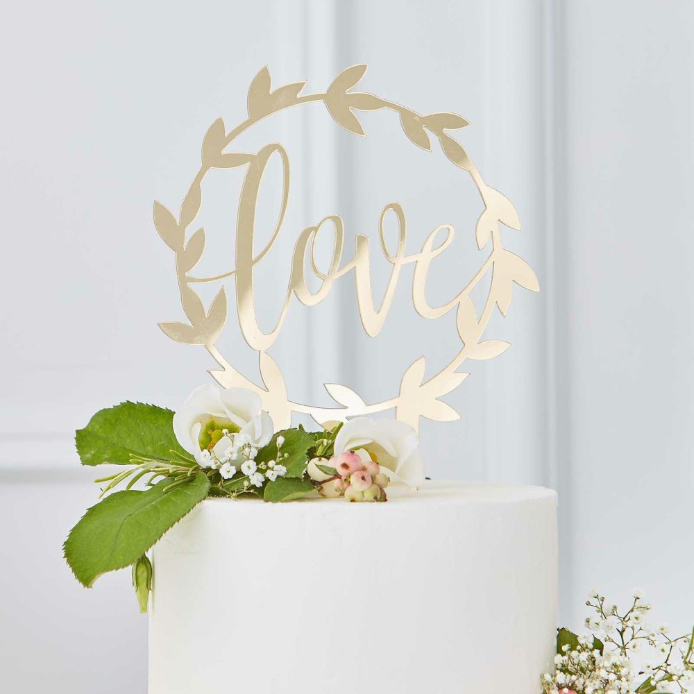 Cake Toppers |   Gold Acrylic Love Wedding Cake Topper Cake Toppers Cake Toppers