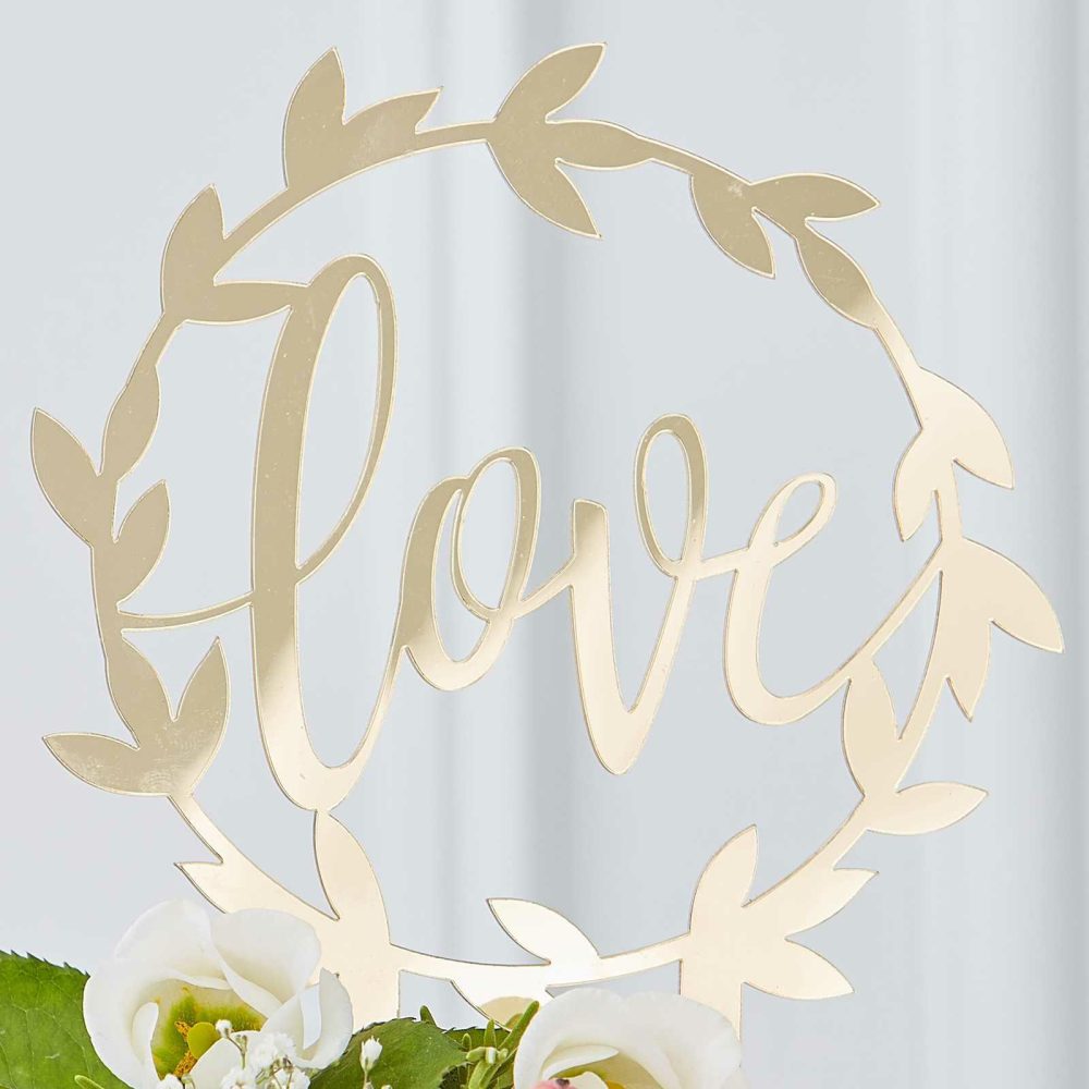 Cake Toppers |   Gold Acrylic Love Wedding Cake Topper Cake Toppers Cake Toppers