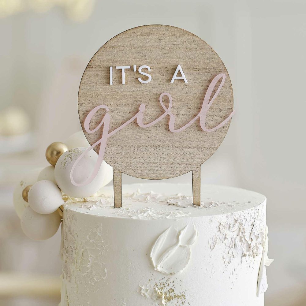 Cake Toppers |   It’s A Girl Wooden Baby Shower Cake Topper Cake Toppers Cake Toppers