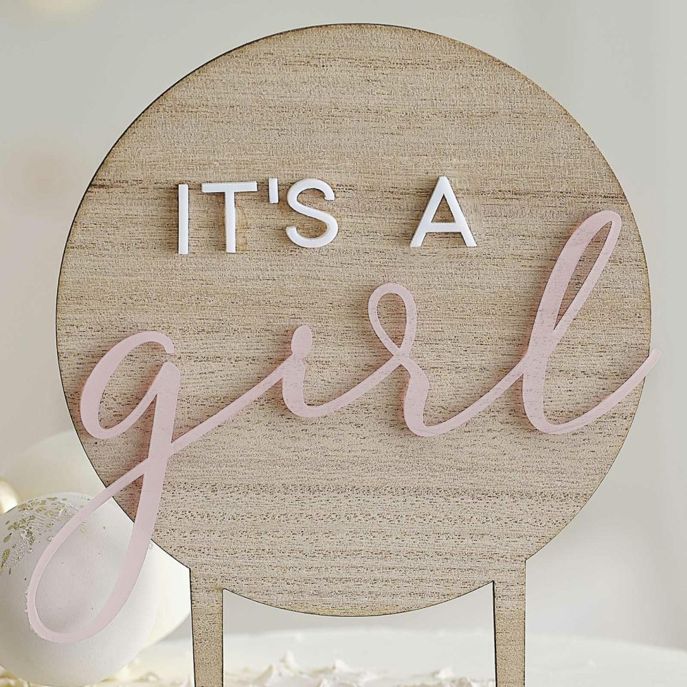 Cake Toppers |   It’s A Girl Wooden Baby Shower Cake Topper Cake Toppers Cake Toppers