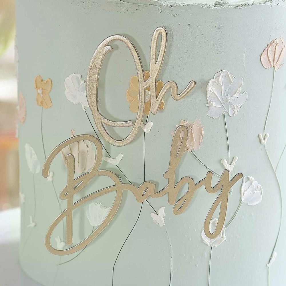 Cake Toppers |   Oh Baby Gold Metal Baby Shower Cake Topper Cake Toppers Cake Toppers