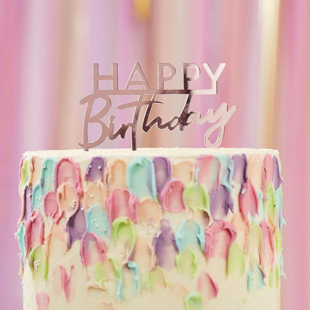 Cake Toppers |   Pink Acrylic Happy Birthday Cake Topper Candles & Cake Accessories Cake Toppers