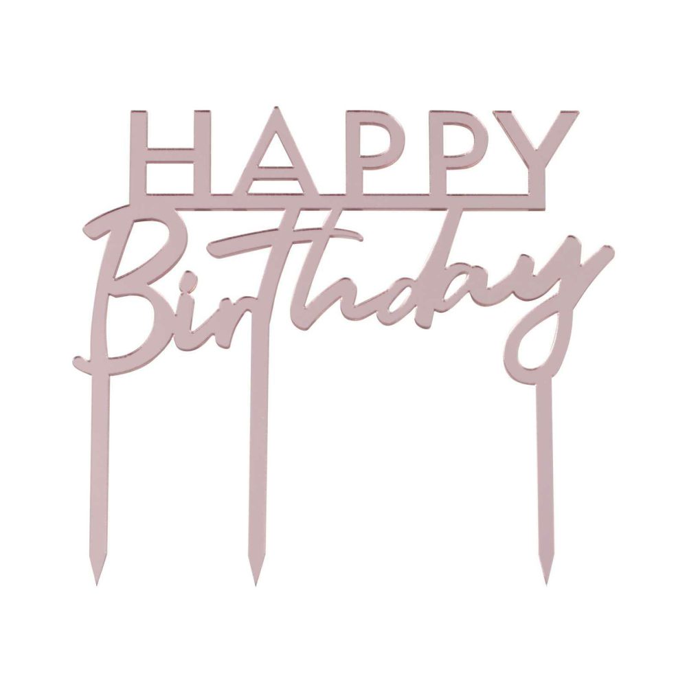 Cake Toppers |   Pink Acrylic Happy Birthday Cake Topper Candles & Cake Accessories Cake Toppers