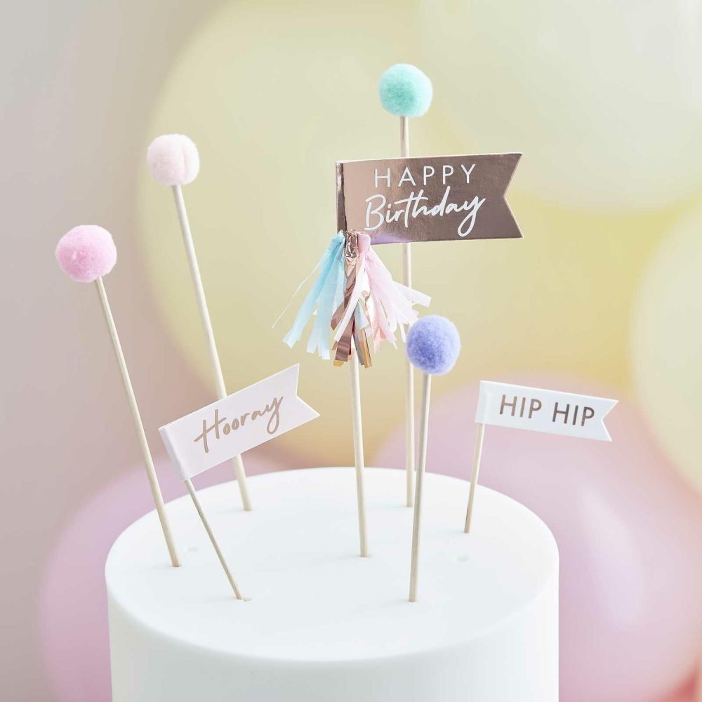 Cake Toppers |   Pom Pom Happy Birthday Cake Toppers Cake Toppers Cake Toppers