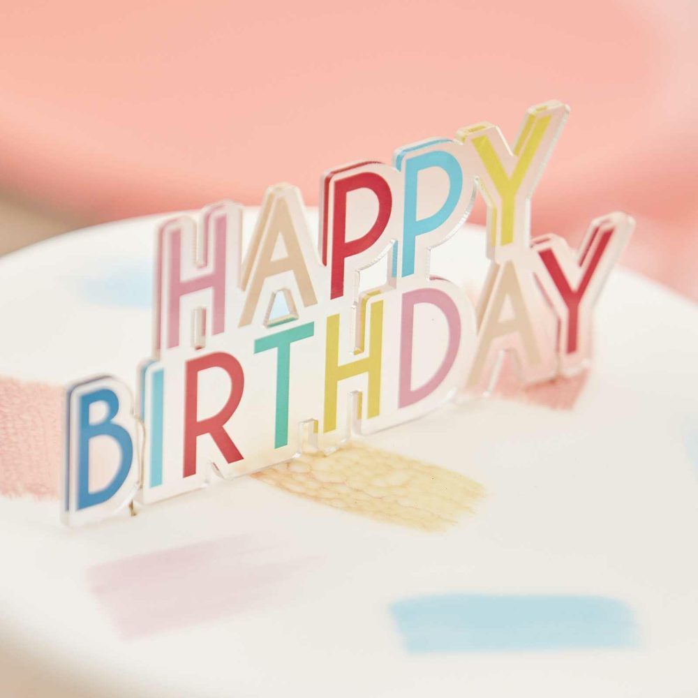 Cake Toppers |   Rainbow Acrylic Happy Birthday Cake Topper Cake Toppers Cake Toppers