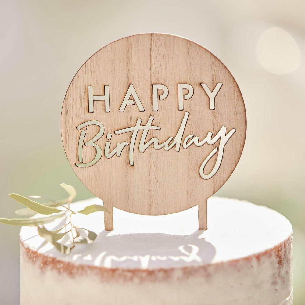 Cake Toppers |   Wooden Happy Birthday Cake Topper Cake Toppers Cake Toppers