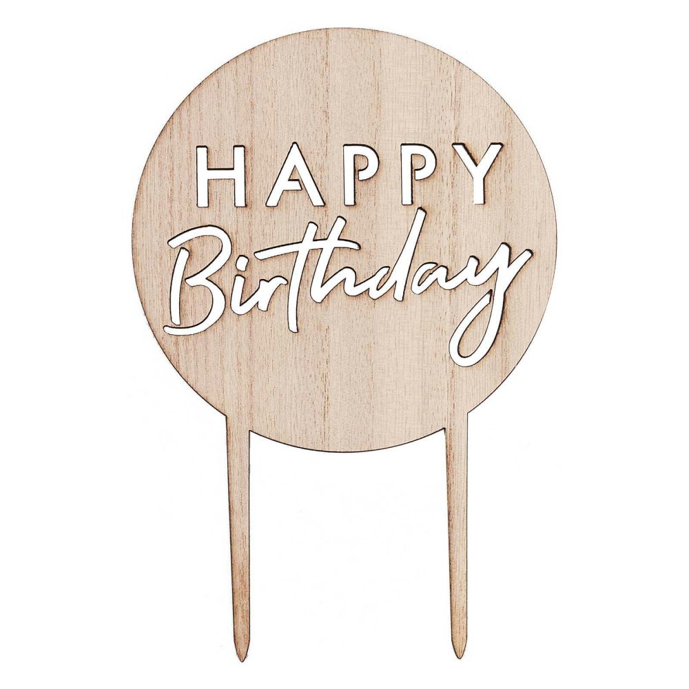 Cake Toppers |   Wooden Happy Birthday Cake Topper Cake Toppers Cake Toppers