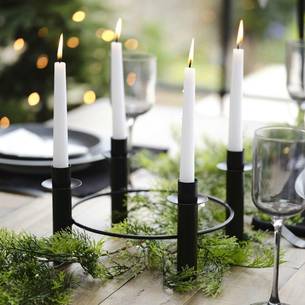 Candles And Candle Holders |   Black Christmas Candle Centrepiece Candles And Candle Holders Candles And Candle Holders