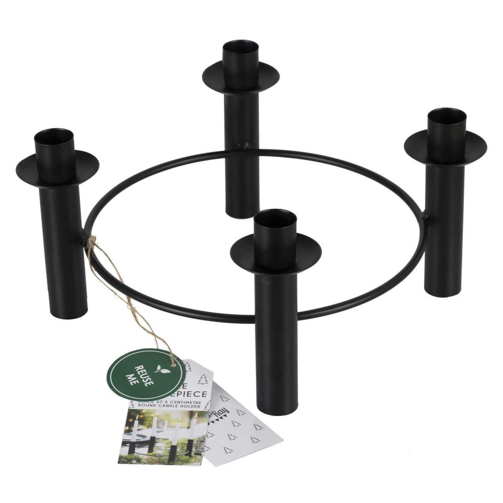 Candles And Candle Holders |   Black Christmas Candle Centrepiece Candles And Candle Holders Candles And Candle Holders