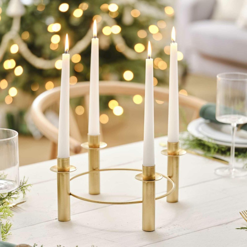 Candles And Candle Holders |   Gold Christmas Candle Centrepiece Candles And Candle Holders Candles And Candle Holders