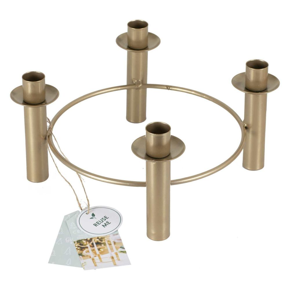 Candles And Candle Holders |   Gold Christmas Candle Centrepiece Candles And Candle Holders Candles And Candle Holders