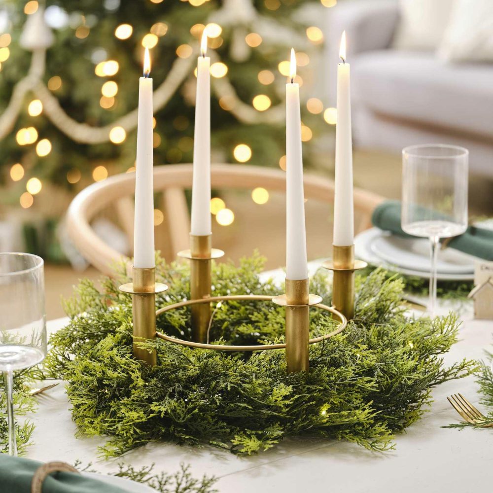 Candles And Candle Holders |   Gold Christmas Candle Centrepiece Candles And Candle Holders Candles And Candle Holders