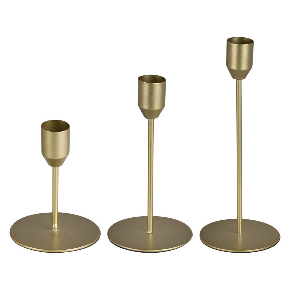 Candles And Candle Holders |   Gold Metal Dinner Candle Stick Holders Homeware Candles And Candle Holders