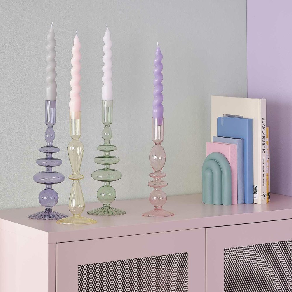 Candles And Candle Holders |   Lilac Glass Bubble Dinner Candle Holder Candles And Candle Holders Candles And Candle Holders