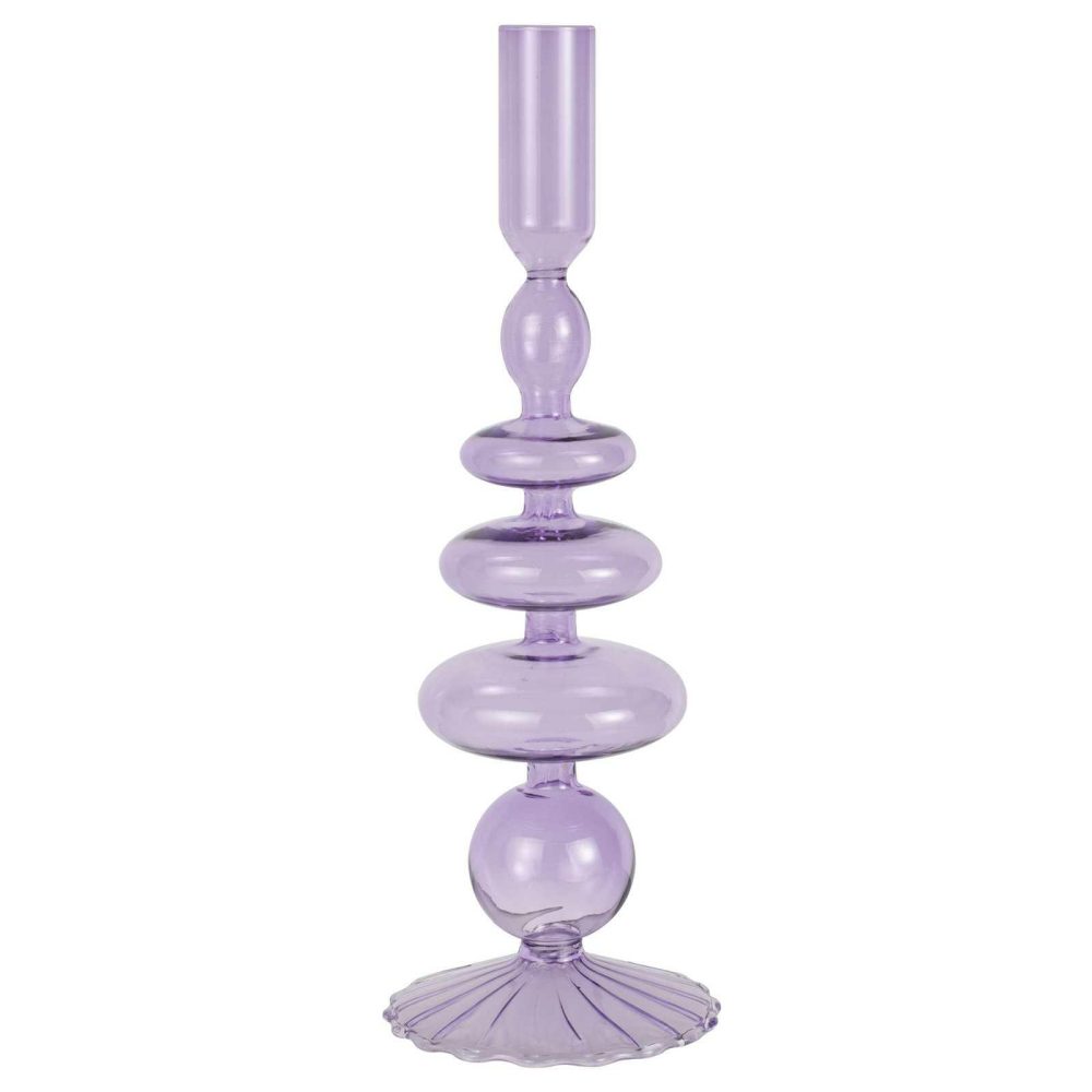 Candles And Candle Holders |   Lilac Glass Bubble Dinner Candle Holder Candles And Candle Holders Candles And Candle Holders