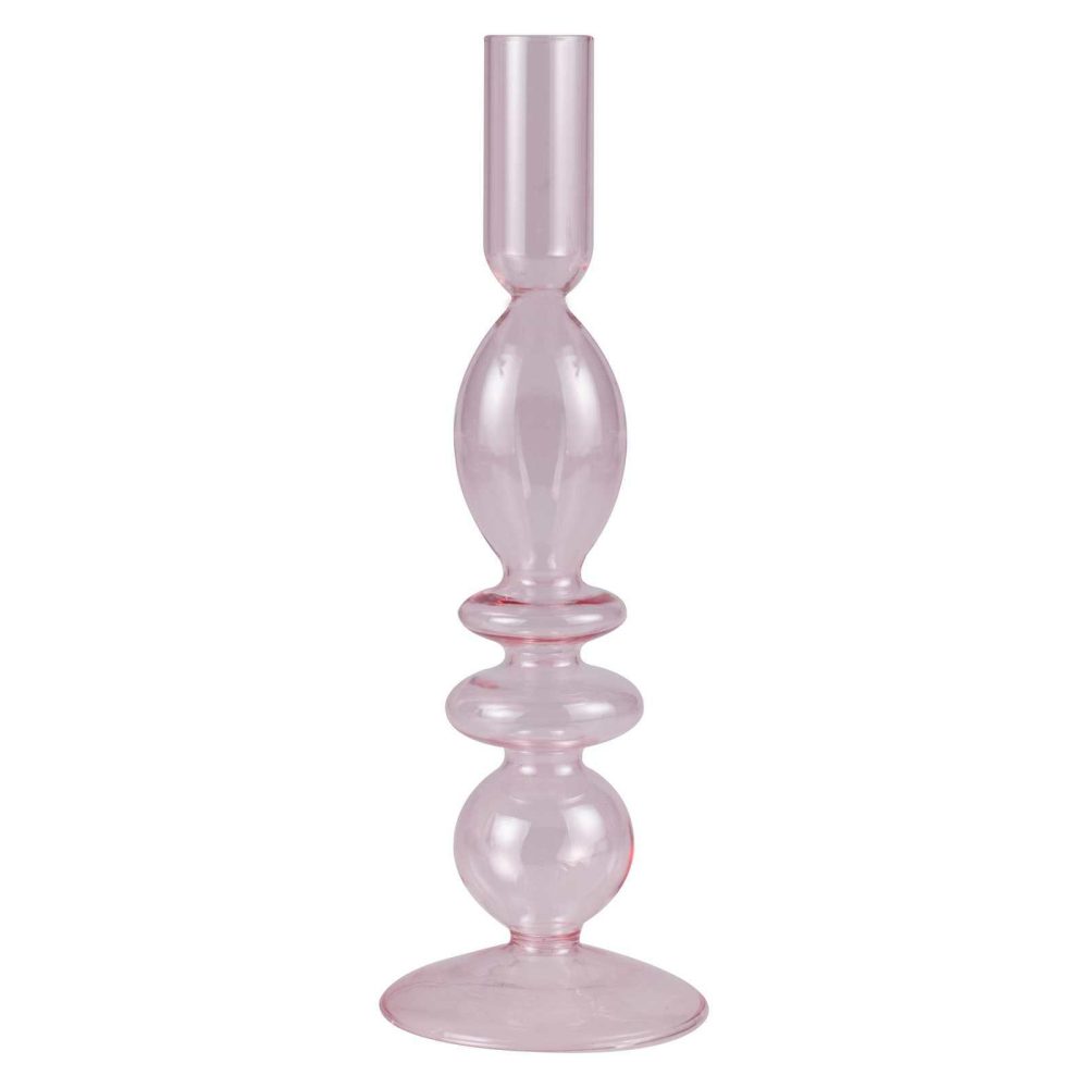 Candles And Candle Holders |   Pink Glass Candle Holder Candles And Candle Holders Candles And Candle Holders