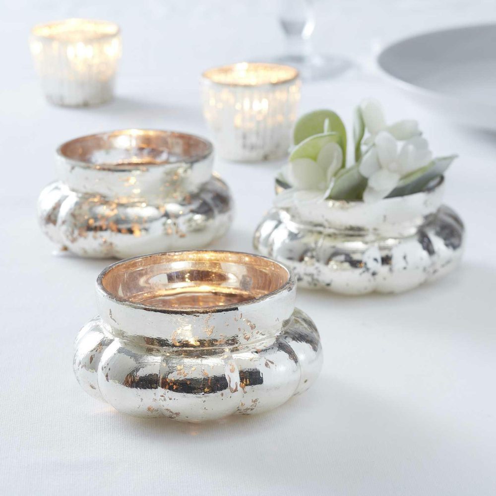 Candles And Candle Holders |   Silver Large Frosted Tealight Holder- Glassware Candles And Candle Holders Candles And Candle Holders