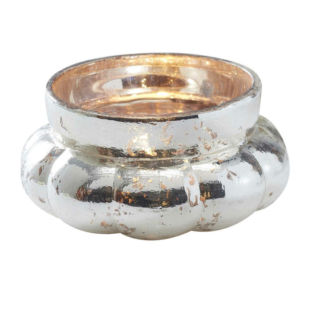 Candles And Candle Holders |   Silver Large Frosted Tealight Holder- Glassware Candles And Candle Holders Candles And Candle Holders