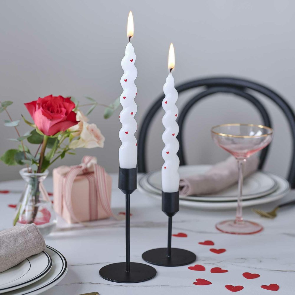 Candles And Candle Holders |   White Heart Pattern Twisted Candles Candles And Candle Holders Candles And Candle Holders