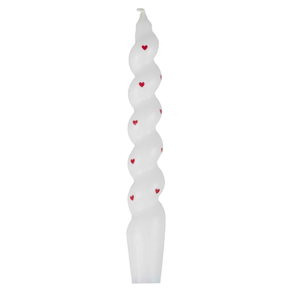 Candles And Candle Holders |   White Heart Pattern Twisted Candles Candles And Candle Holders Candles And Candle Holders