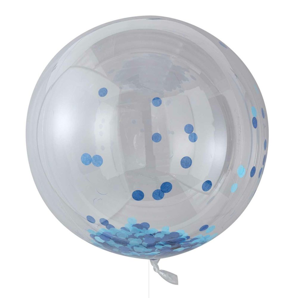 Clear Balloons |   Giant Blue Orb Confetti Balloon Balloons Clear Balloons