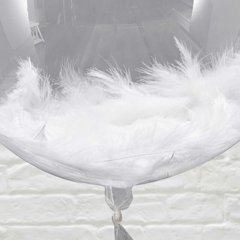 Clear Balloons |   Giant Orb White Feather Balloons Balloons Clear Balloons