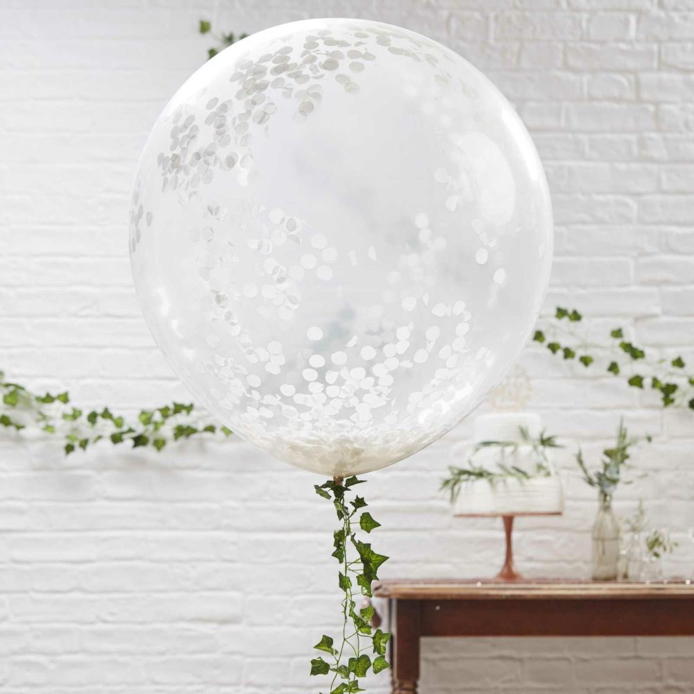 Clear Balloons |   Giant White Confetti Balloons Balloons Clear Balloons