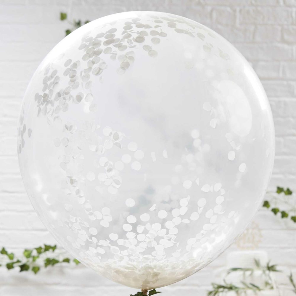 Clear Balloons |   Giant White Confetti Balloons Balloons Clear Balloons