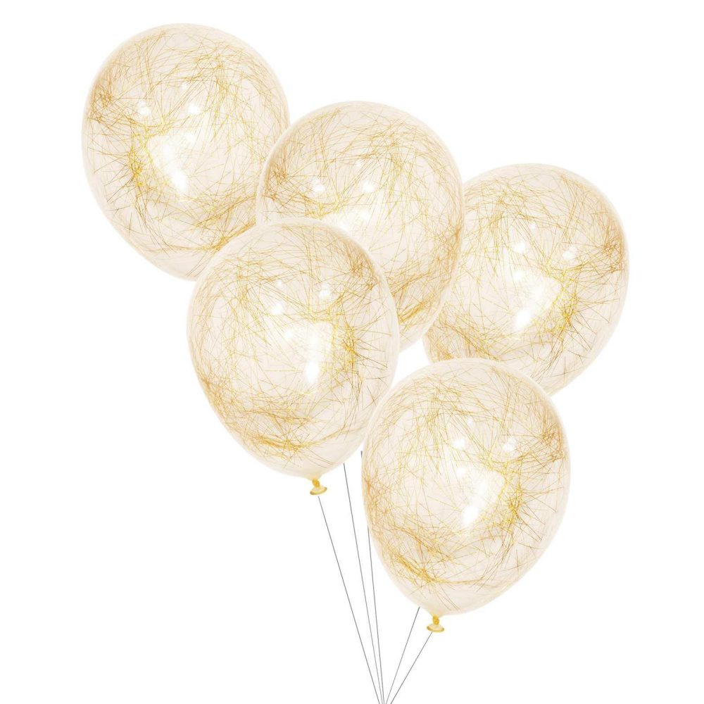 Clear Balloons |   Gold Angel Hair Confetti Balloons Balloons Clear Balloons