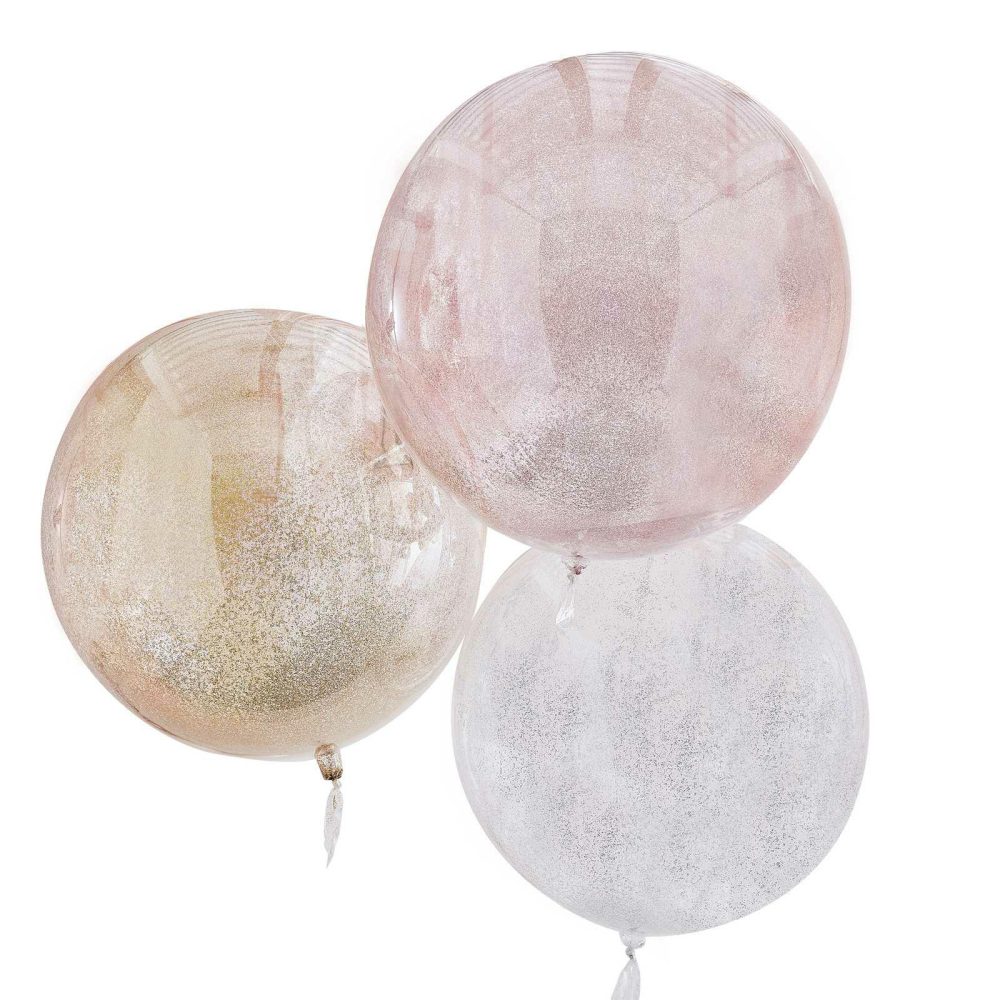 Clear Balloons |   Mixed Metallics Orb Glitter Balloons Balloons Clear Balloons