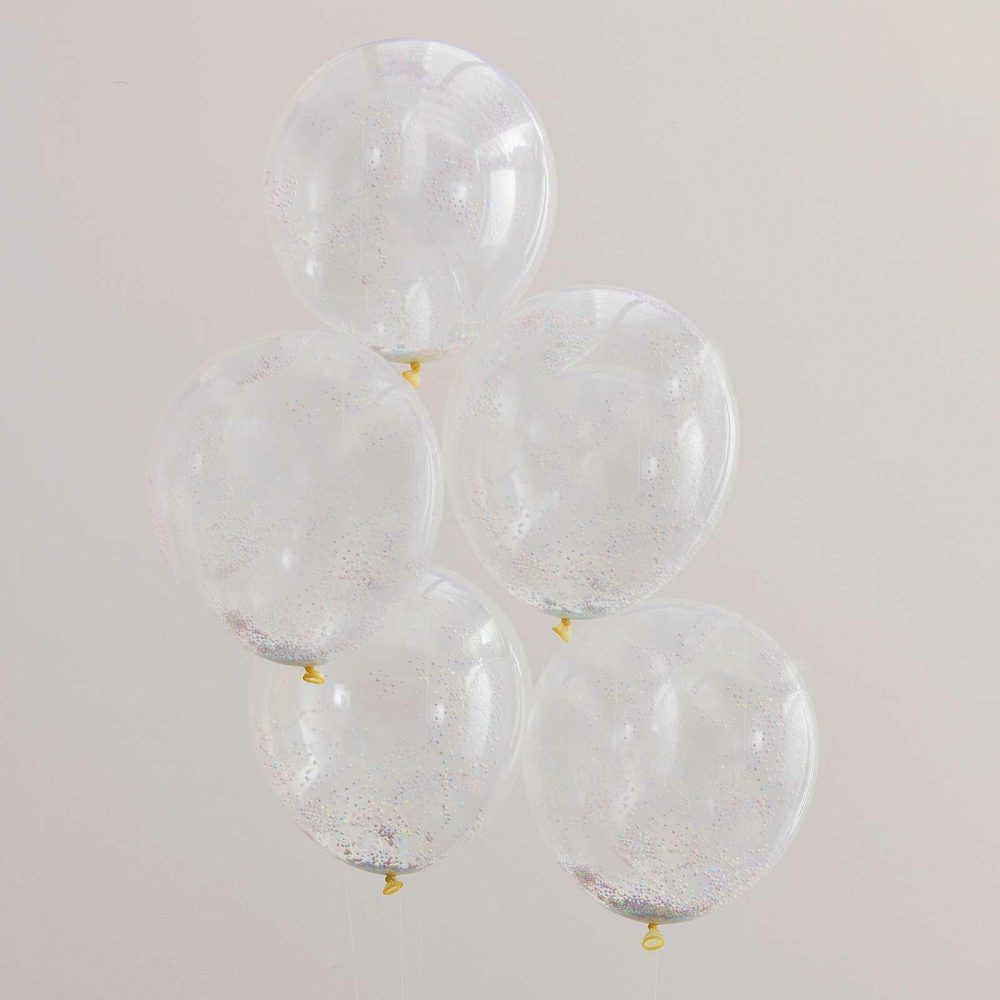 Clear Balloons |   Mixed Pastel Bead Confetti Filled Balloons Balloons Clear Balloons