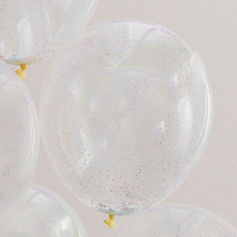 Clear Balloons |   Mixed Pastel Bead Confetti Filled Balloons Balloons Clear Balloons