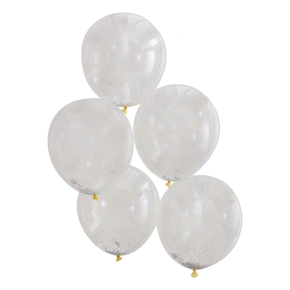 Clear Balloons |   Mixed Pastel Bead Confetti Filled Balloons Balloons Clear Balloons