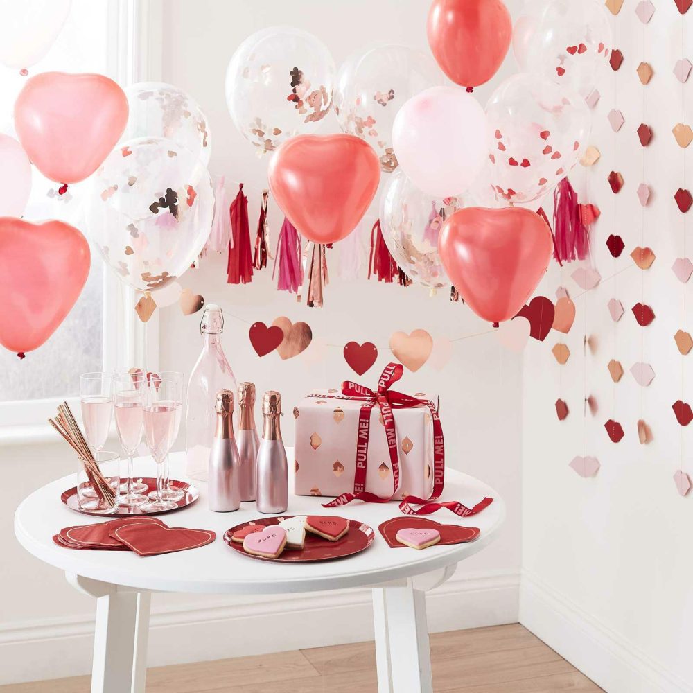 Clear Balloons |   Rose Gold Heart Shaped Confetti Balloons Balloons Clear Balloons