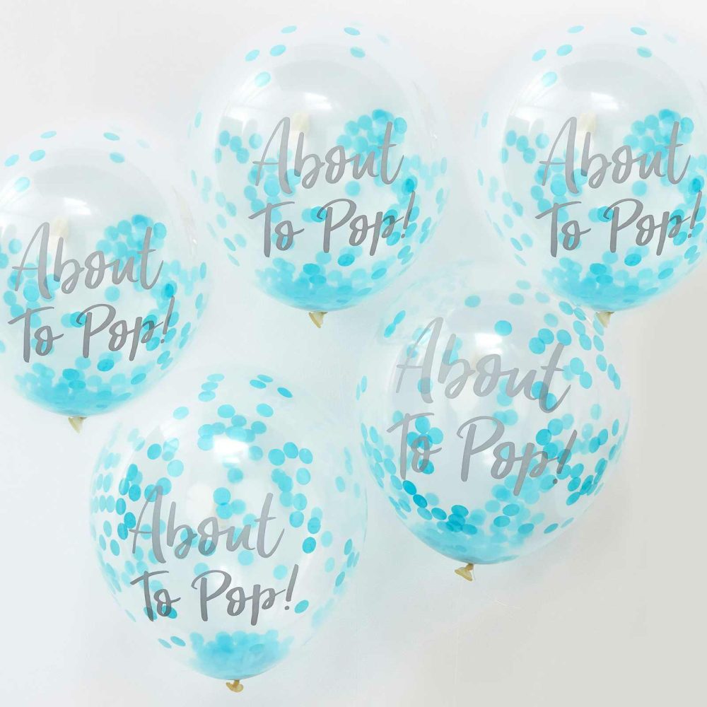 Confetti Balloons |   About To Pop! Blue Baby Shower Confetti Balloons Balloons Confetti Balloons