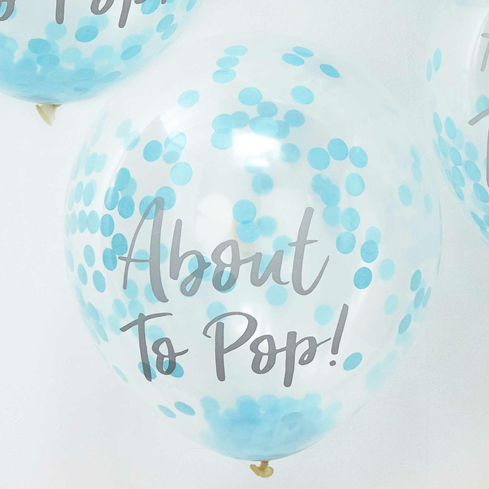 Confetti Balloons |   About To Pop! Blue Baby Shower Confetti Balloons Balloons Confetti Balloons