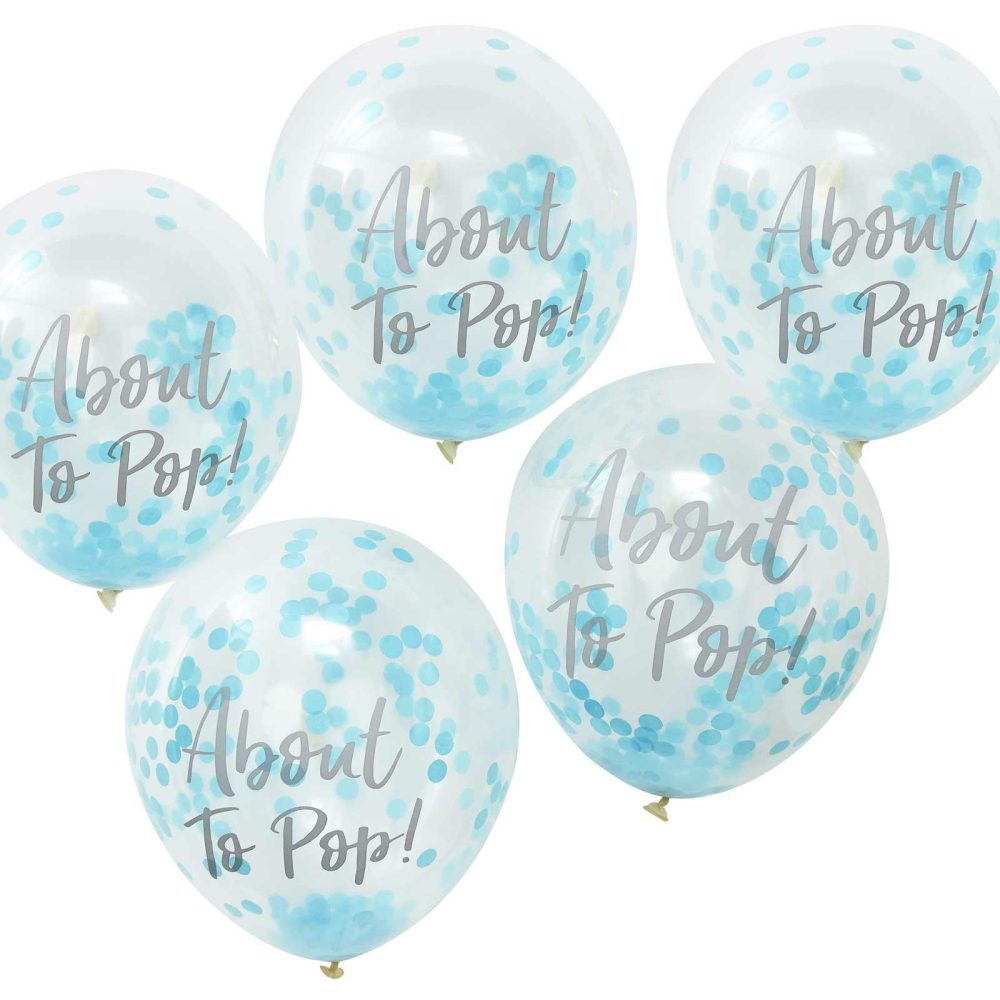 Confetti Balloons |   About To Pop! Blue Baby Shower Confetti Balloons Balloons Confetti Balloons