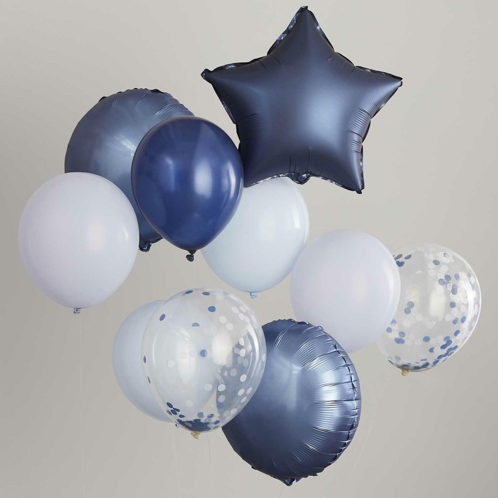 Confetti Balloons |   Blue, Navy & Confetti Balloon Bundle Balloons Confetti Balloons