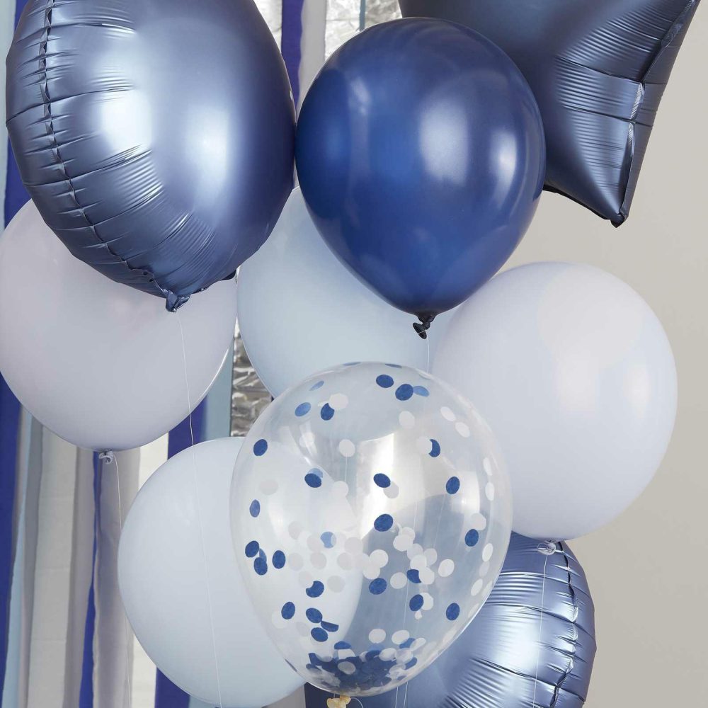 Confetti Balloons |   Blue, Navy & Confetti Balloon Bundle Balloons Confetti Balloons