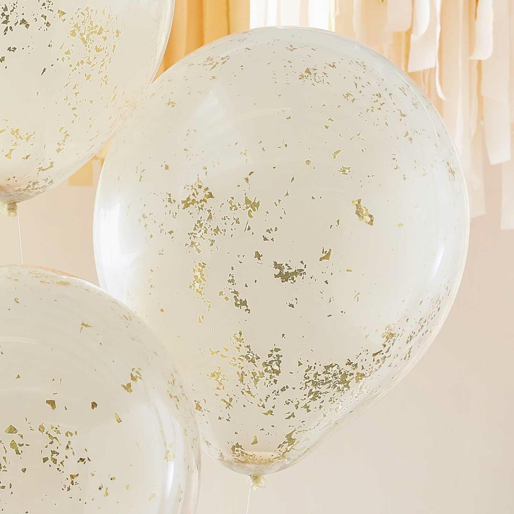 Confetti Balloons |   Double Layered Peach And Gold Glitter Confetti Balloons Balloons Confetti Balloons