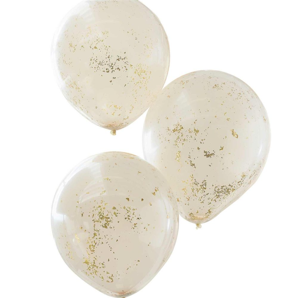 Confetti Balloons |   Double Layered Peach And Gold Glitter Confetti Balloons Balloons Confetti Balloons