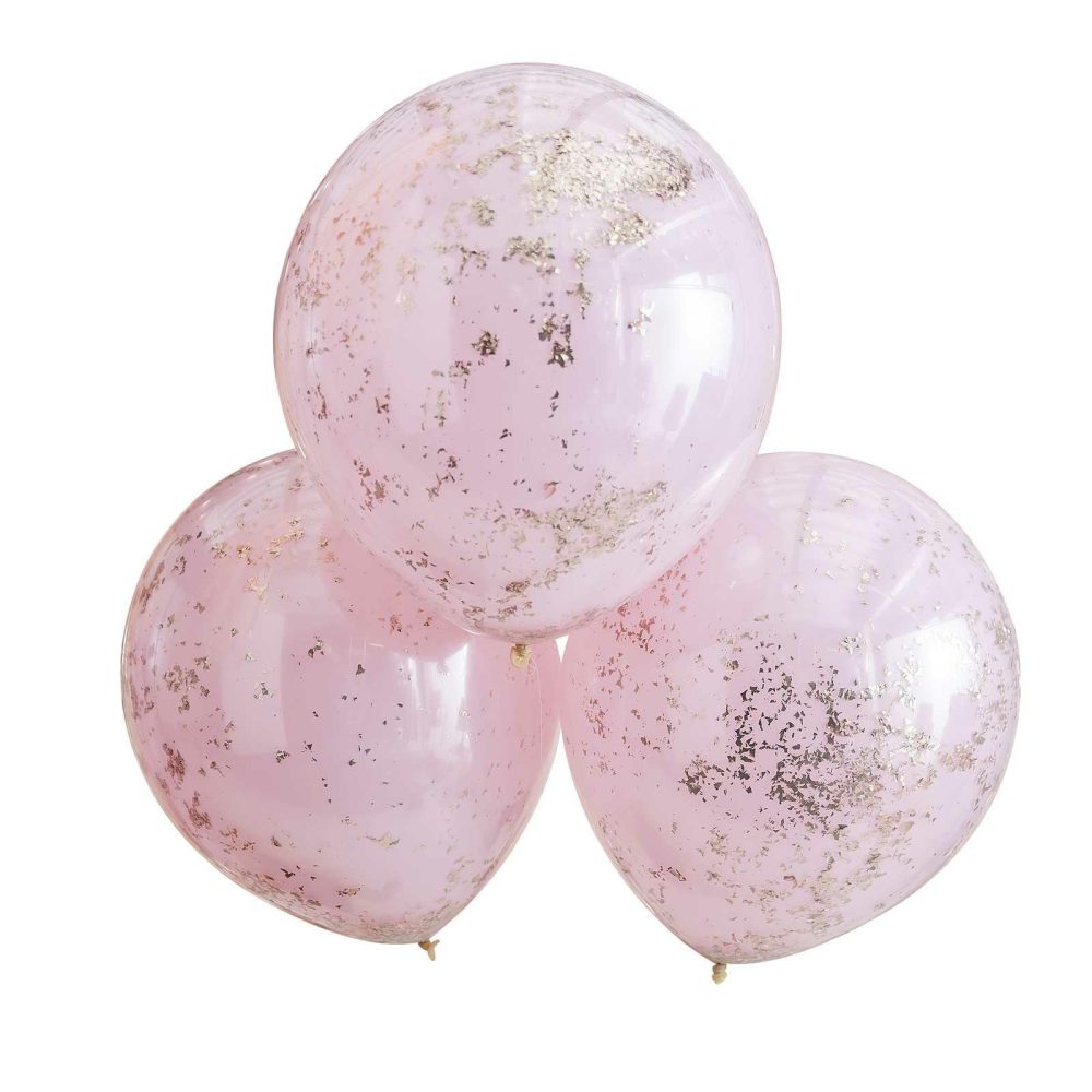 Confetti Balloons |   Double Layered Pink And Rose Gold Confetti Balloons Balloons Confetti Balloons