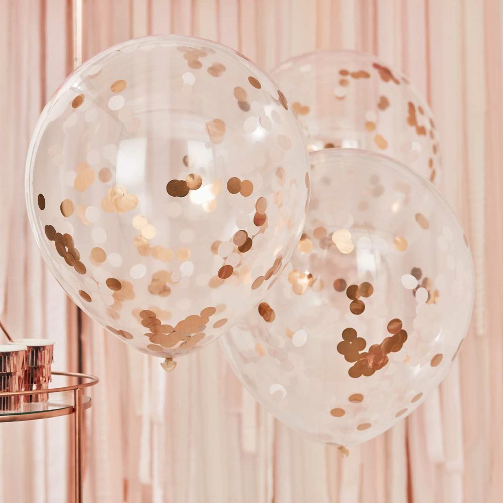 Confetti Balloons |   Giant Rose Gold And Blush Large Confetti Balloons Balloons Clear Balloons