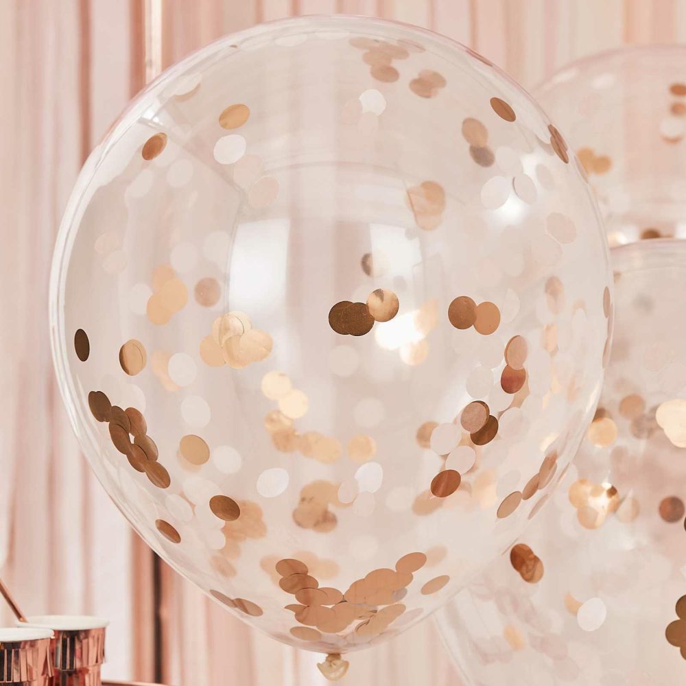 Confetti Balloons |   Giant Rose Gold And Blush Large Confetti Balloons Balloons Clear Balloons