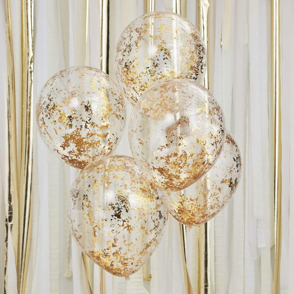 Confetti Balloons |   Gold Confetti Balloons Balloons Clear Balloons