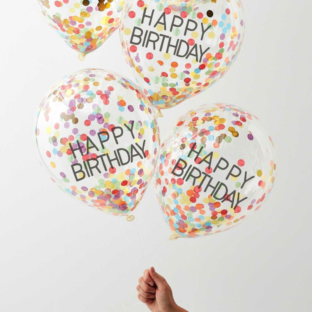 Confetti Balloons |   Happy Birthday Rainbow Confetti Balloons Balloons Confetti Balloons