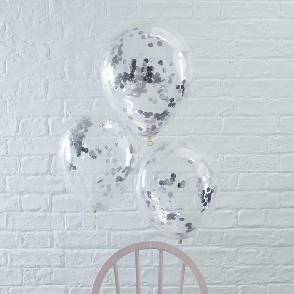 Confetti Balloons |   Silver Confetti Balloons Balloons Clear Balloons